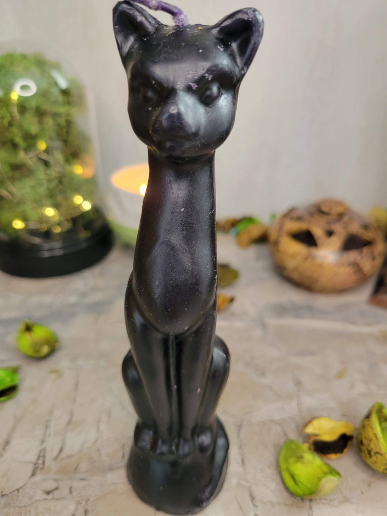 Decorative Ritual Cat Shaped Candle Black, Red, Green / Cat Candle, Offering Candle