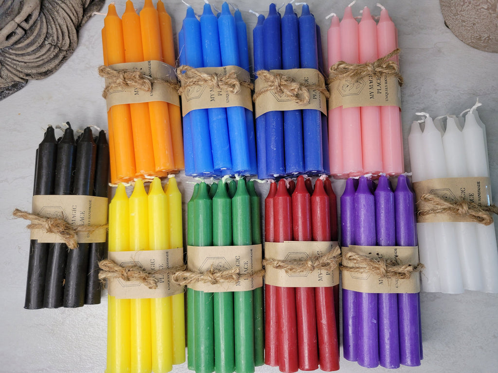 Set of 10 Candles 5" chime unscented spell candles pack of colored candles