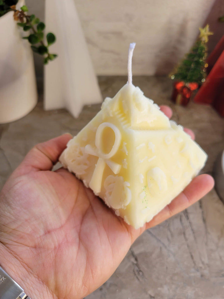 Palm Wax Pyramid candle with Egyptian symbols , prosperity candle protection candle