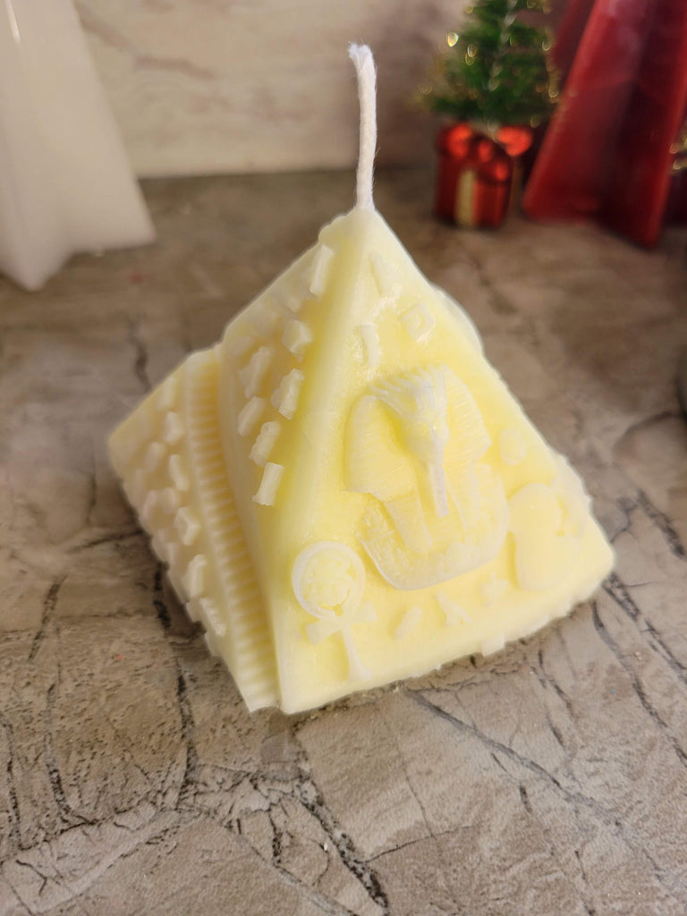 Palm Wax Pyramid candle with Egyptian symbols , prosperity candle protection candle