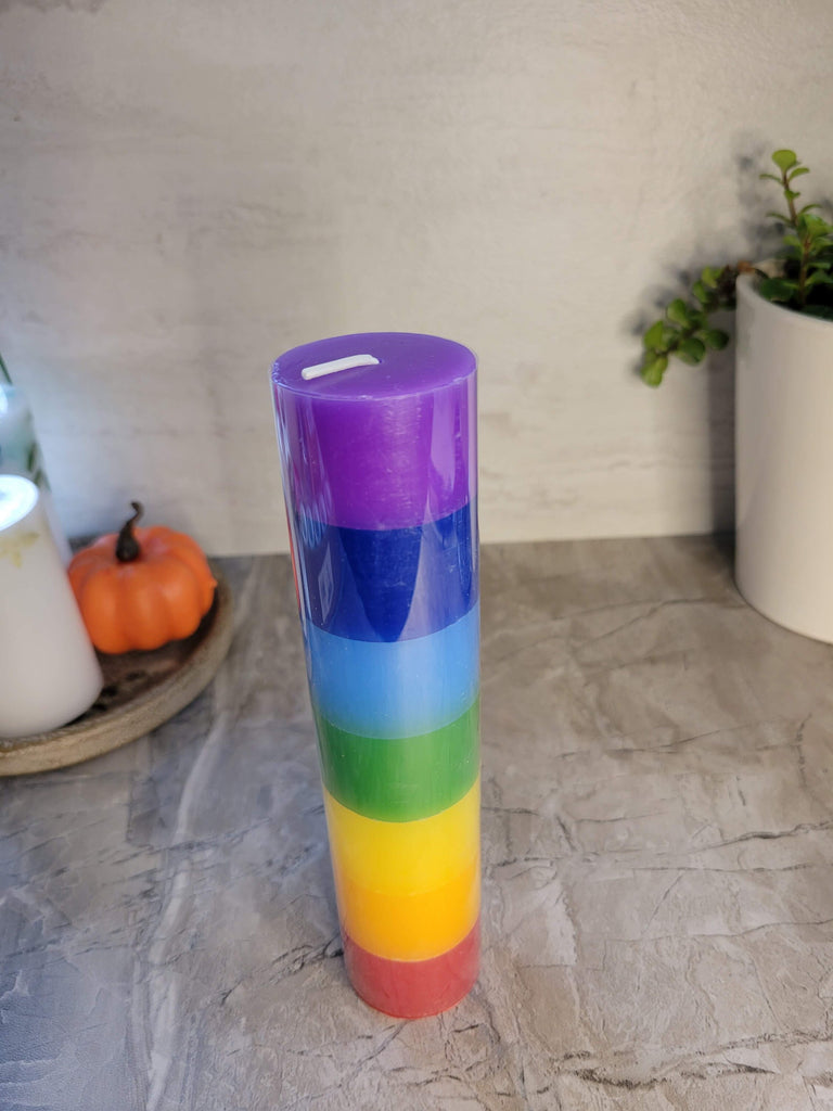 Seven Chakras Layered Candle Chakra Meditation candles Unscented Chakra Candles 7 " Tall Candles