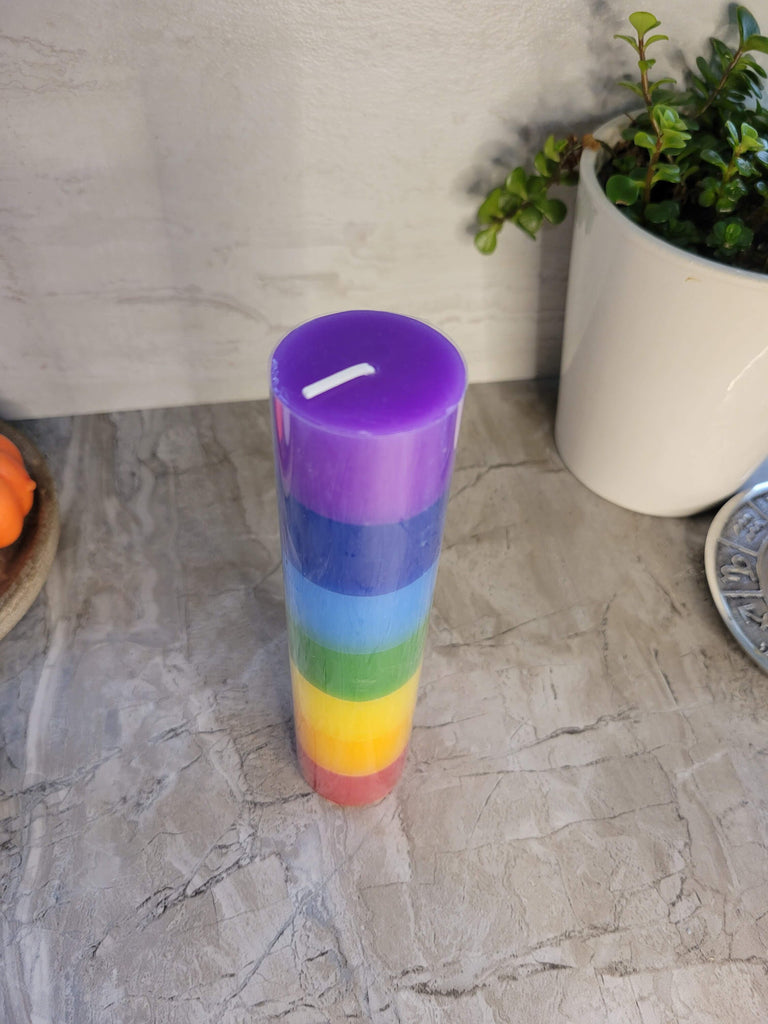 Seven Chakras Layered Candle Chakra Meditation candles Unscented Chakra Candles 7 " Tall Candles