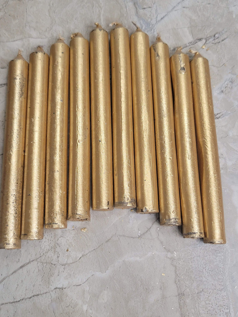 Pack of 10 , gold , silver or copper color pack of candles, Spell Candles