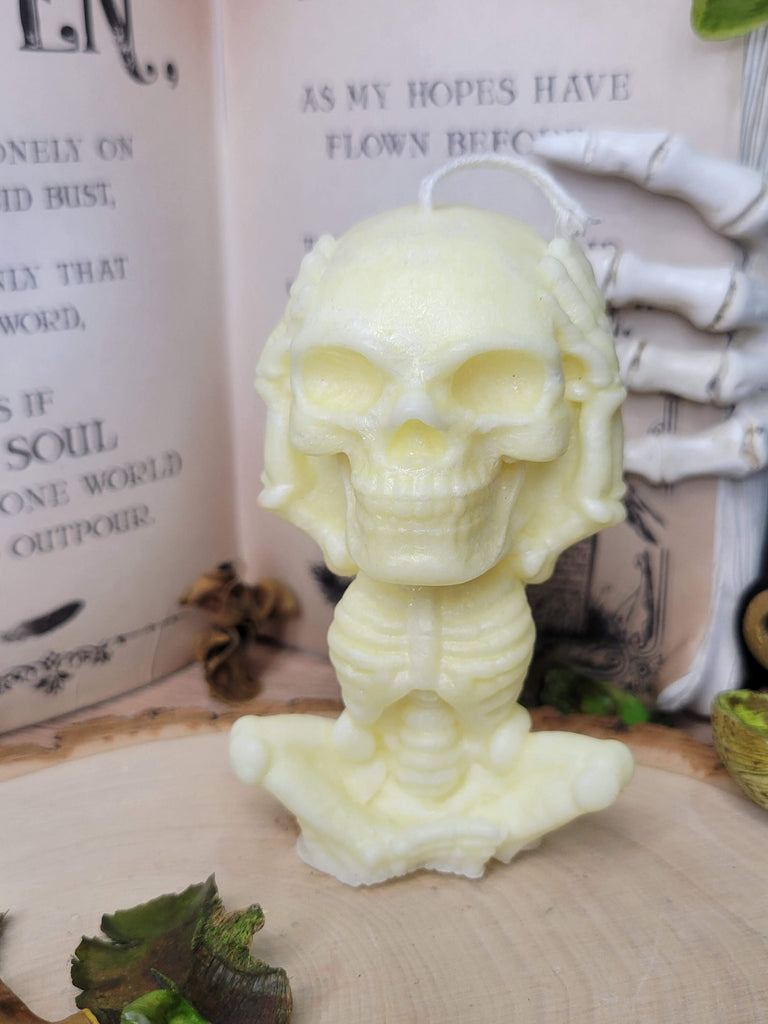 Skeleton Palm Wax Candle Hear No Evil See No Evil Speak No Evil candle , shaped candle, sculptural candle