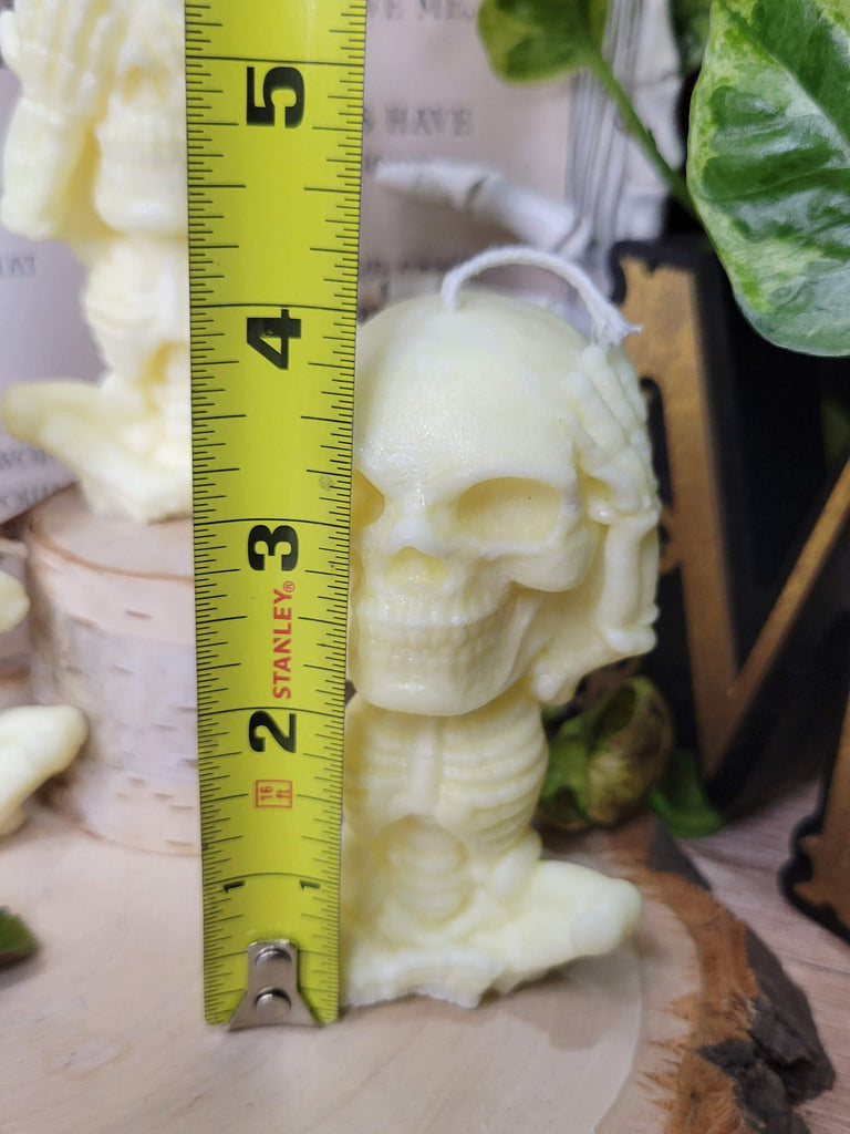 Skeleton Palm Wax Candle Hear No Evil See No Evil Speak No Evil candle , shaped candle, sculptural candle