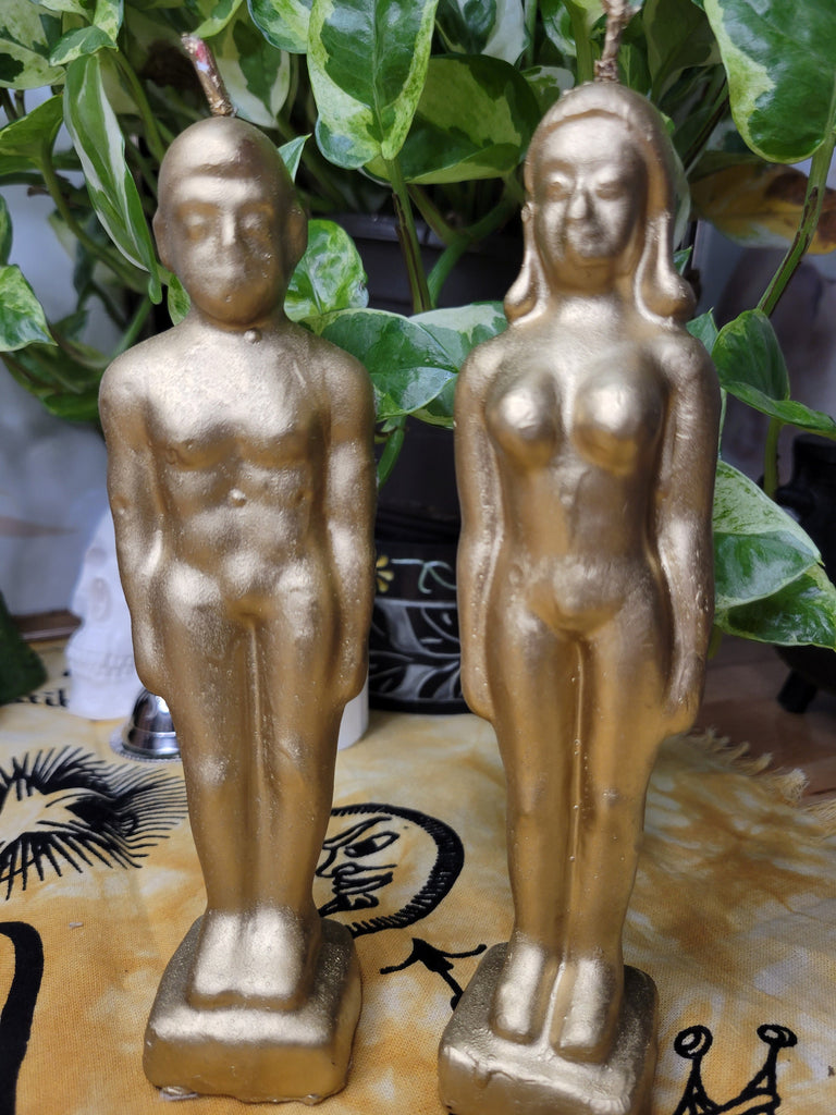 Gold Lady Candle Silver Man Lady Ritual Candle Gold Man Figurine Candle Spell Candle