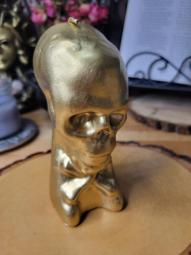 Gold and Silver Skulls Candles ,Silver Skull, Spell Skull Candle, Gold Candle, Pillar Spell Candle, Skulls Candles