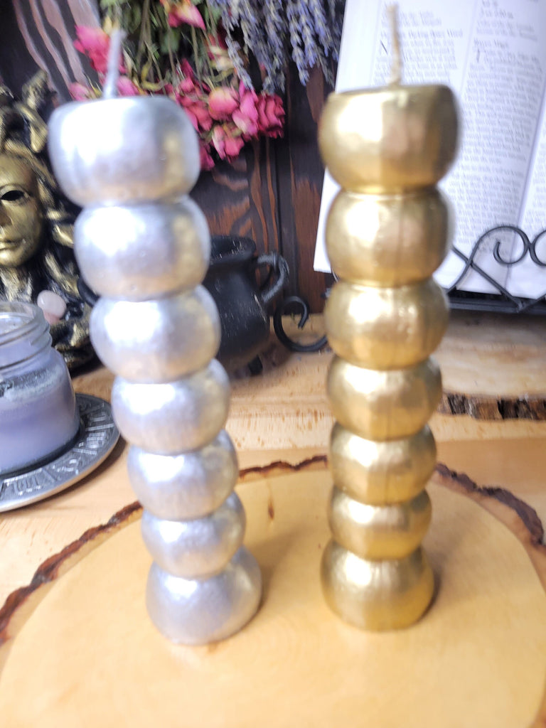 7 Knob candles Gold and Silver Spell Candle Wishing