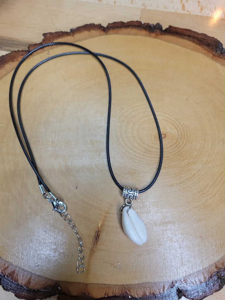 Cowrie Pendant with cord, Summer Pendant, Goddess Pendant, Cowrie Necklace