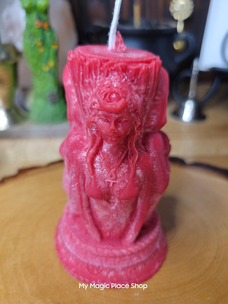 Triple Moon candle, Goddess-shaped, Sculptural candle, Palm wax