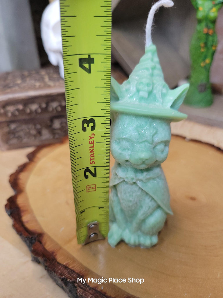 Witchy Cat with Hat, Pillar Colored Cat Candle, Witch Candle, Cat Candle Palm Wax Candle