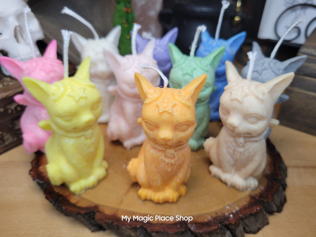 Cat with Wings Vampire Cat Witchy Cat, Altar Decoration Halloween Candle Pillar Candle