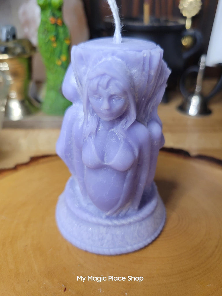 Triple Moon candle, Goddess-shaped, Sculptural candle, Palm wax