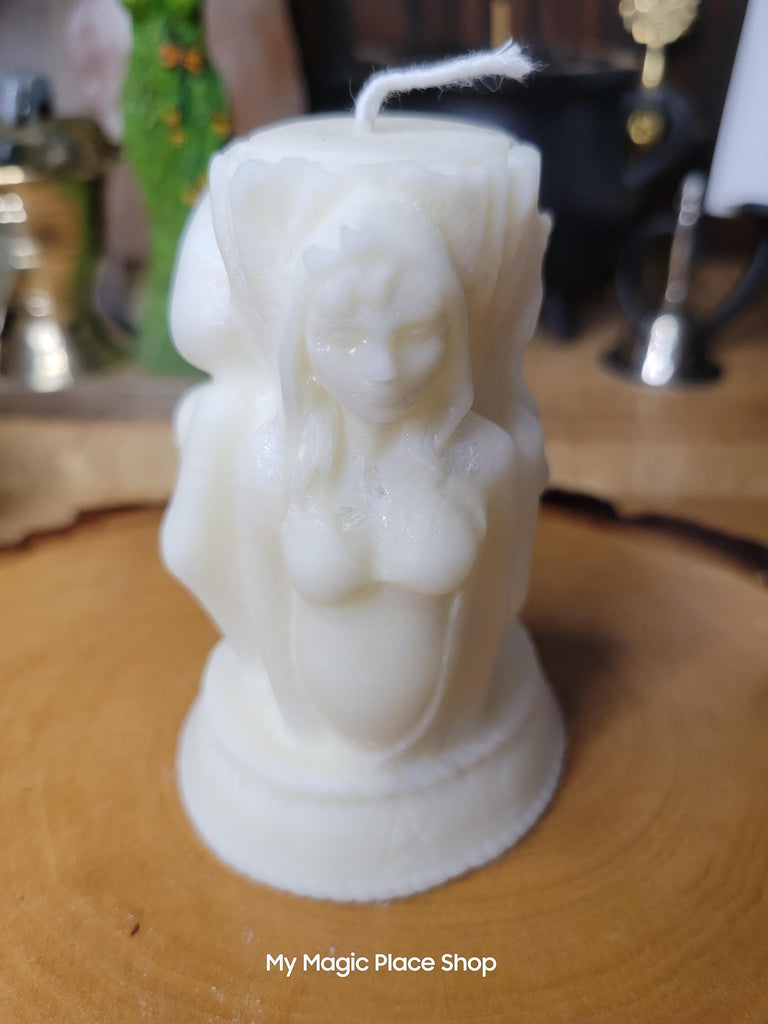 Triple Moon candle, Goddess-shaped, Sculptural candle, Palm wax