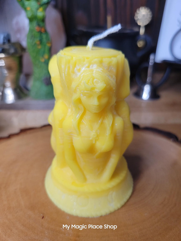 Triple Moon candle, Goddess-shaped, Sculptural candle, Palm wax