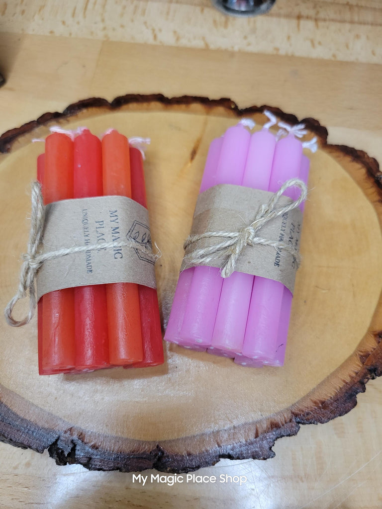 Packs of 10 colored spell candles, 4'' chime candles for spells, ritual candle