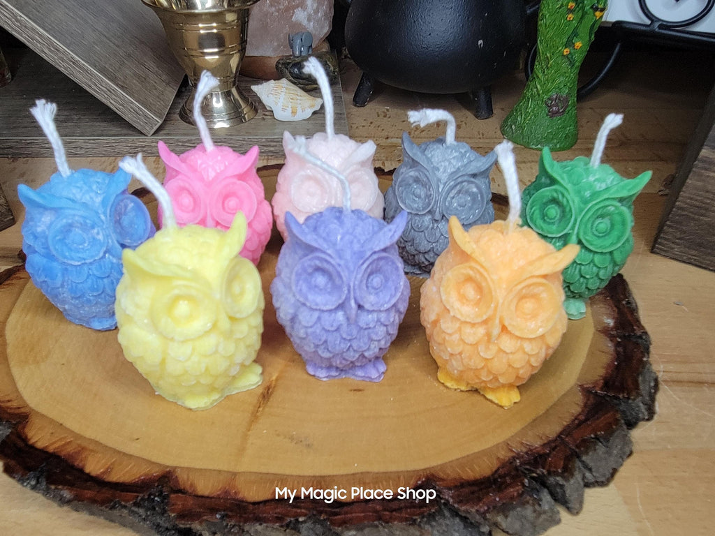 Small Owl Handmade Candle, Palm wax Candle, Home decor Candle, Small white Owl candle