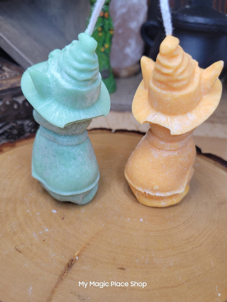 Witchy Cat with Hat, Pillar Colored Cat Candle, Witch Candle, Cat Candle Palm Wax Candle