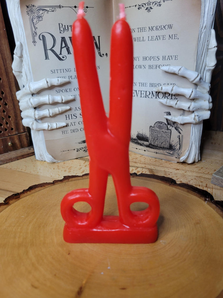 Red Scissors shape candle- Cord cutting