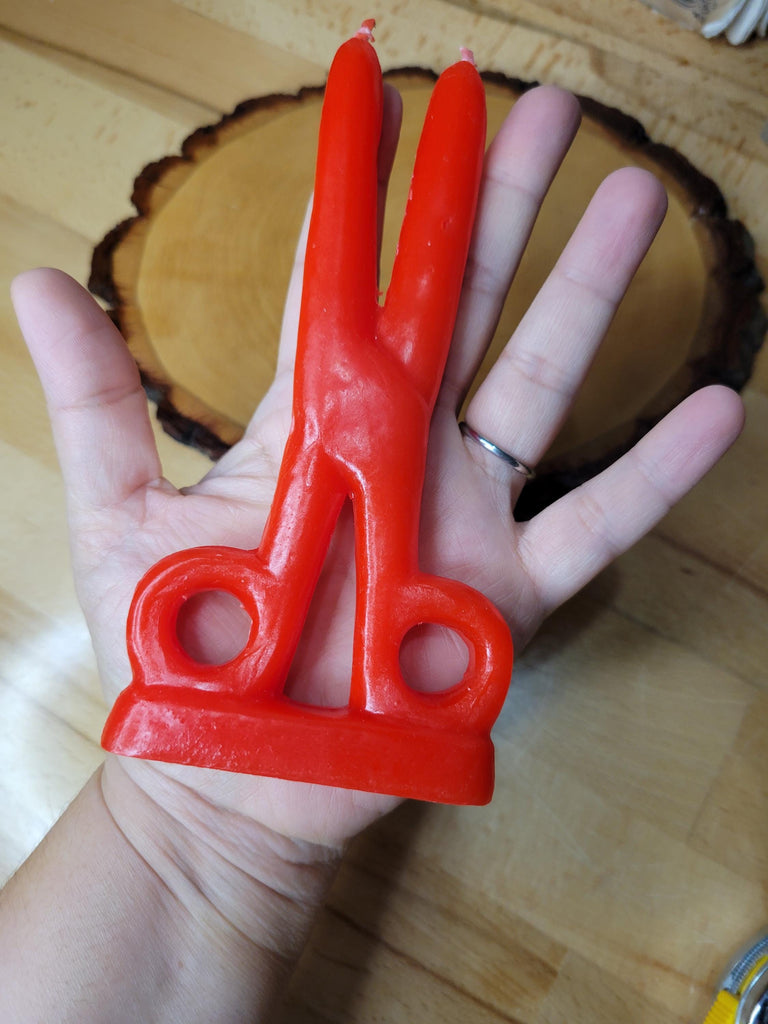 Red Scissors shape candle- Cord cutting