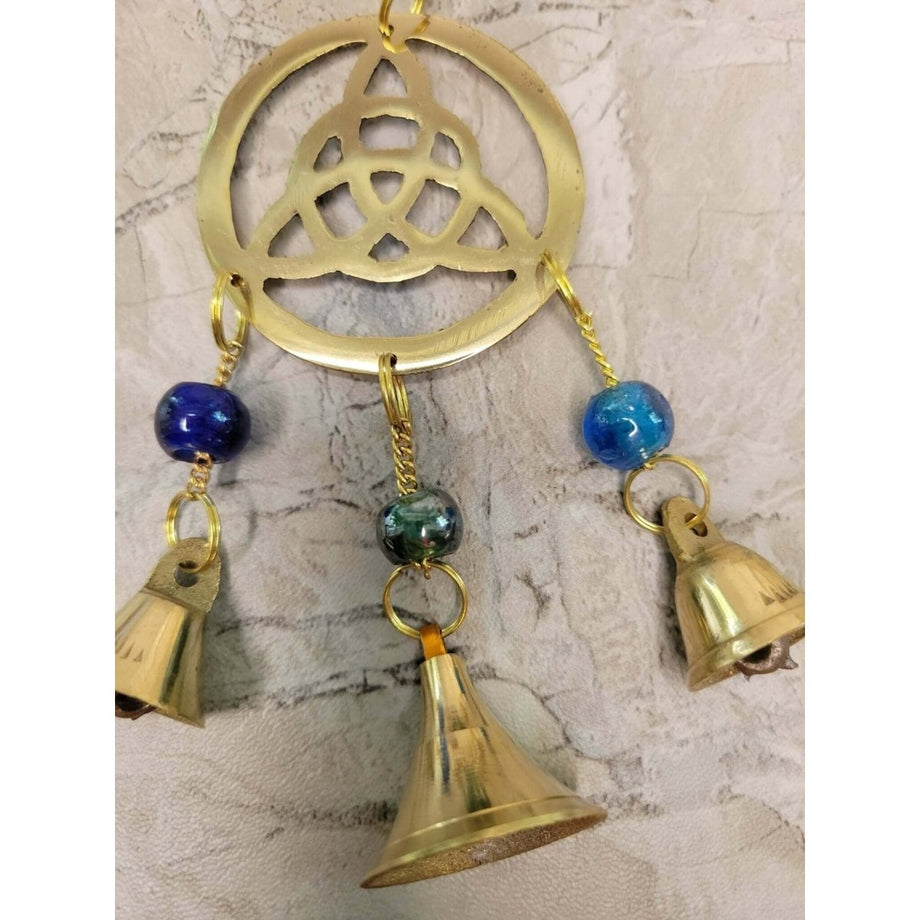 Triple Moon Pentagram Wind Chime Brass with Beads/ Witch Protection Bells  My Magic Place Shop