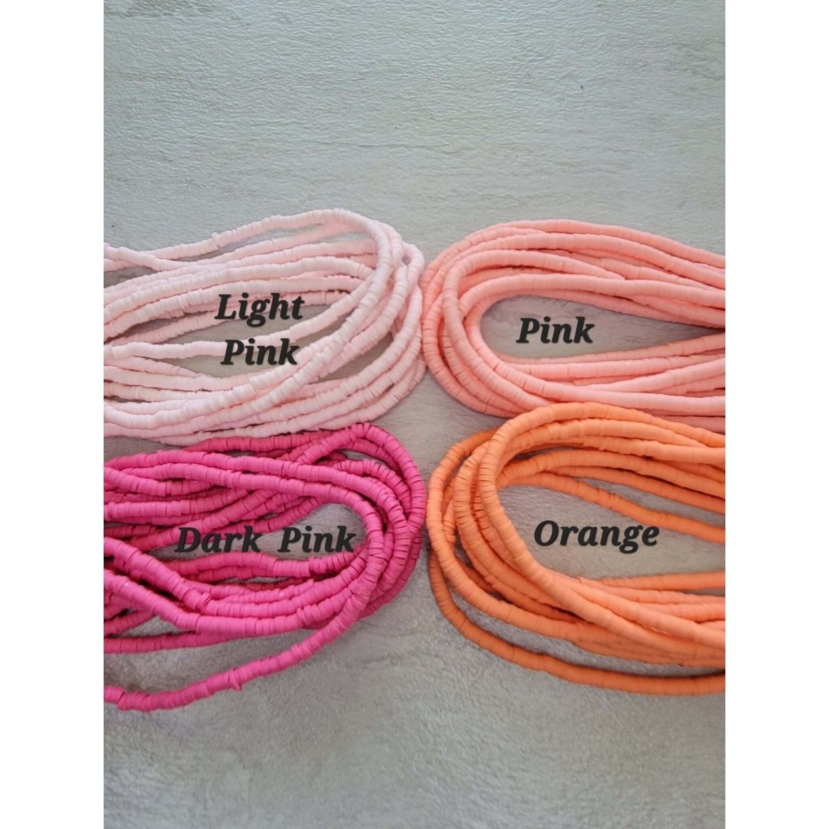 Hot Pink/Pink Polymer Clay Flat Disc Bead Bracelet