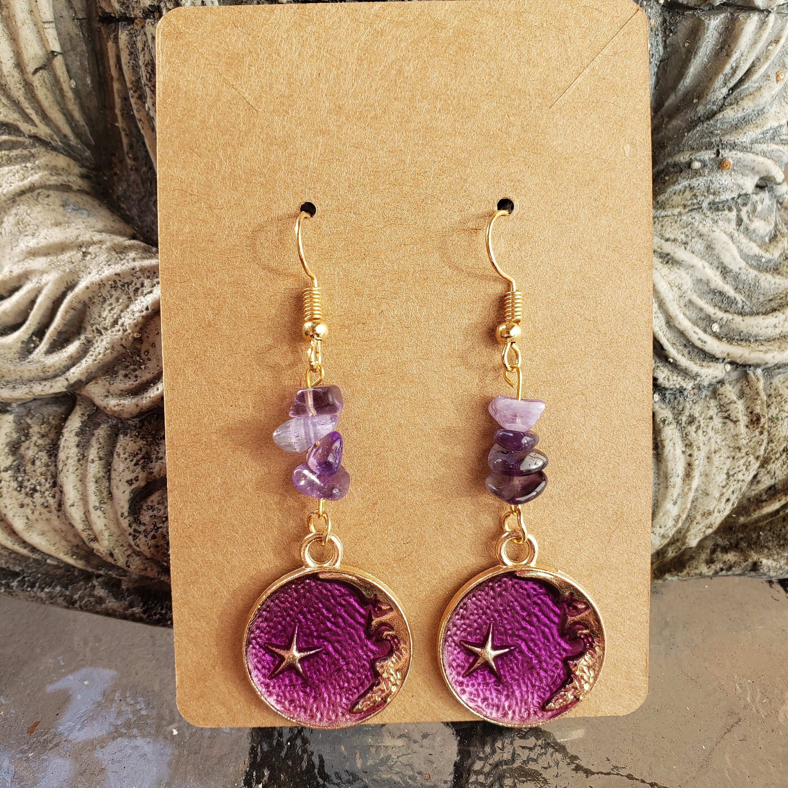 New!!! Charms Crystal Earrings ,stacked Stone Drop Earrings |Charm and Crystal Earrings ,Witch Jewelry, Healing Crystal Energy My Magic Place Shop