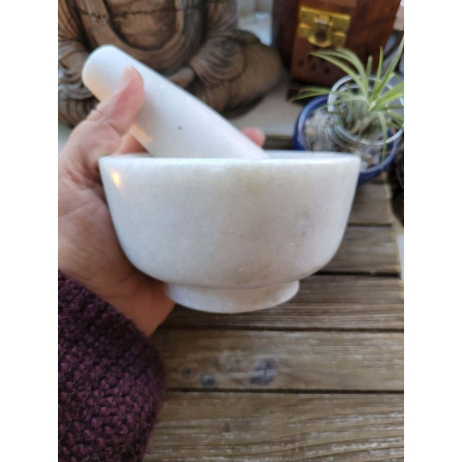 Vintage Handcrafted Marble Mortar & Pestle/ Herb Grinder for