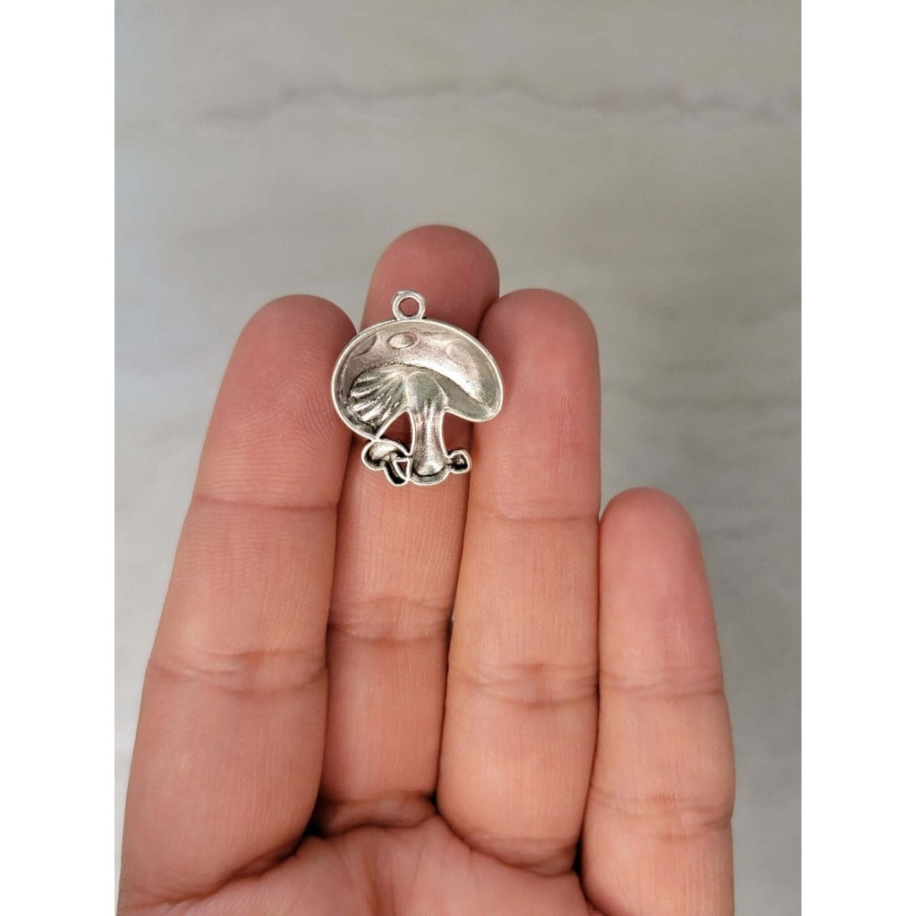 Mushroom Silver Charm , Mushroom Pendants Witchy Charms -Charms & Pendants