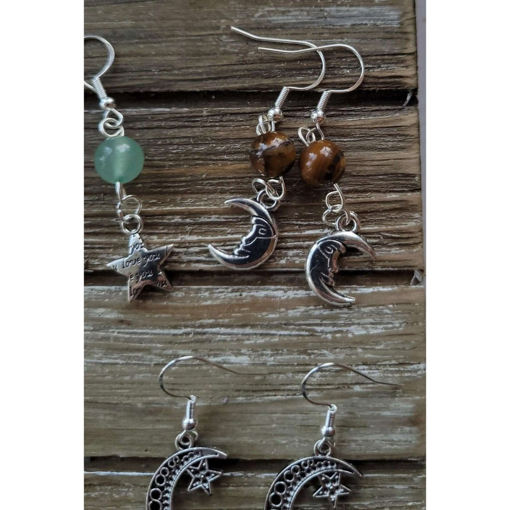 New!!! Charms Crystal Earrings ,Stacked Stone Drop Earrings |Charm and Crystal Earrings ,Witch Jewelry, Healing Crystal Energy -