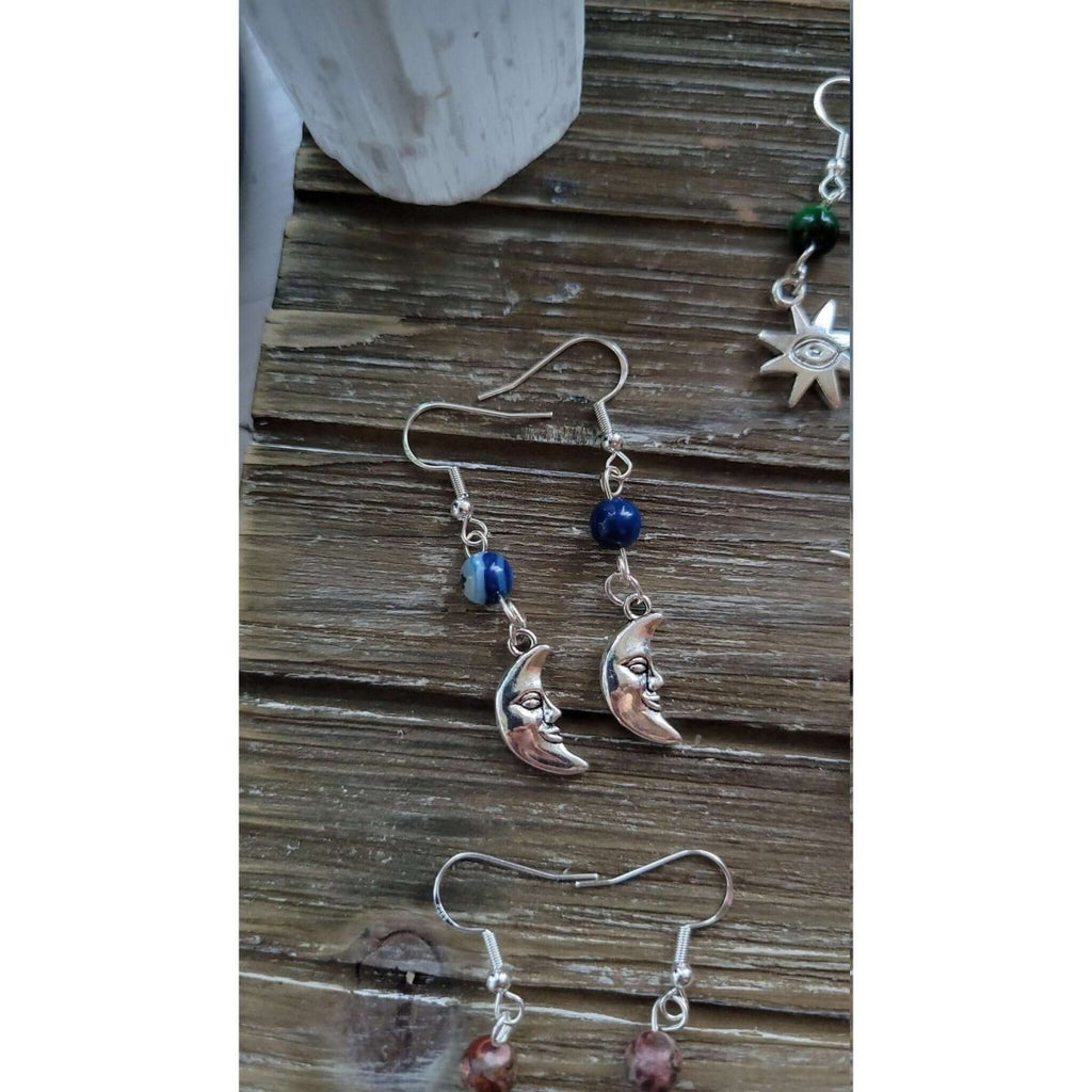 New!!! Charms Crystal Earrings ,Stacked Stone Drop Earrings |Charm and Crystal Earrings ,Witch Jewelry, Healing Crystal Energy -