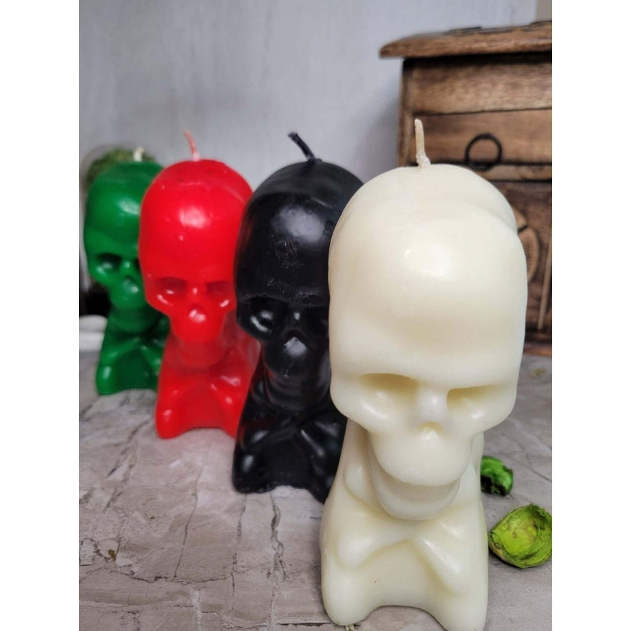 MTLEE 5 Pieces 4.3 Halloween Skull Candle Large Skull Figure Image Candle  Gothic Horror Novelty Decor for Spell Ritual Witch Fireplace Home